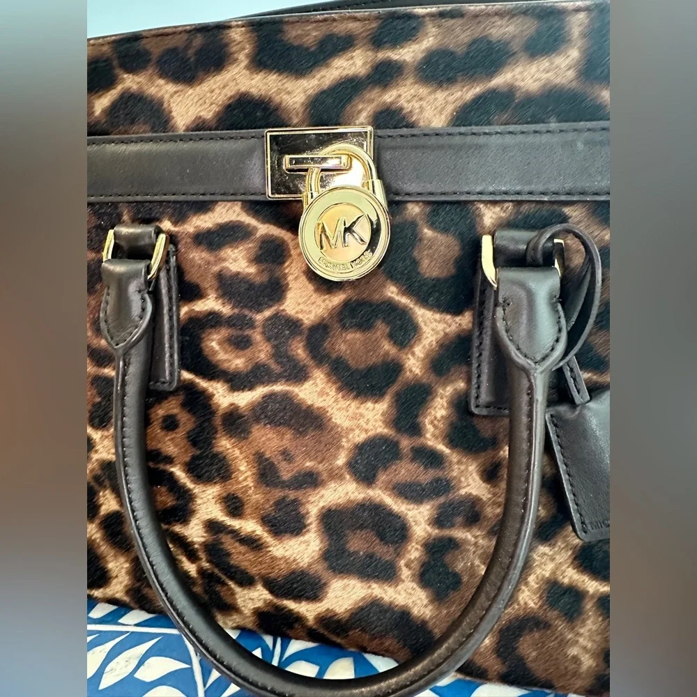 Michael Kors Hamilton Leopard Calf Hair and Suede Handbag - Picture 2 of 10